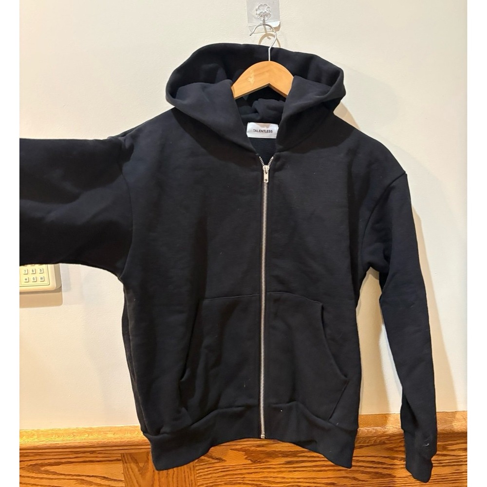 Men's XS Talentless black zip up hooded thick sweatshirt jacket NWOT.